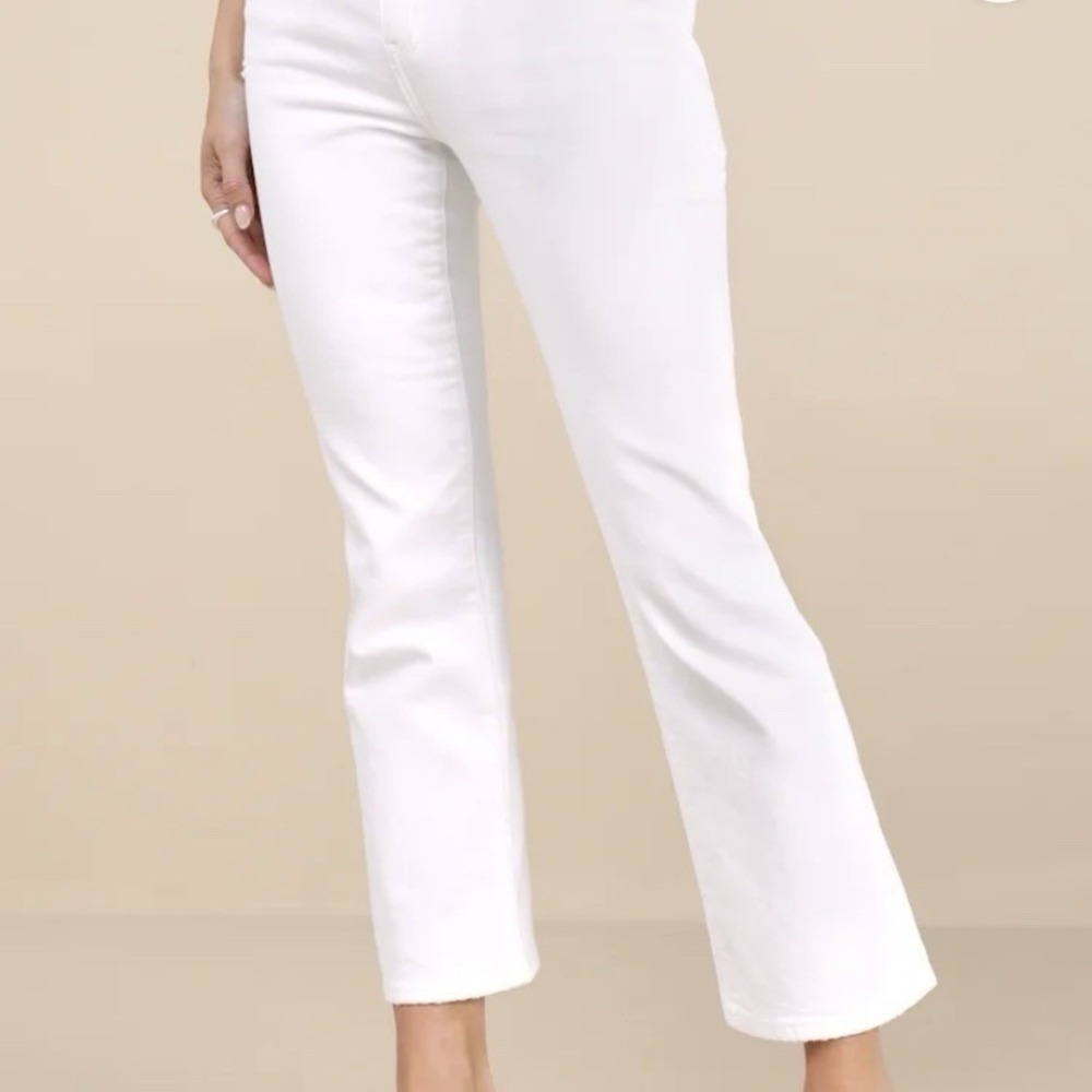 Daze‎ Denim White Jeans Shy Girl Crop Flare in Lamb Vintage Sz 27 / 4